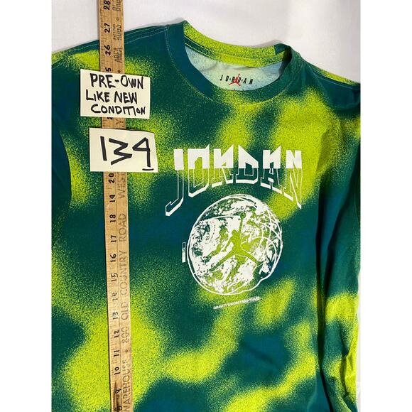 Jumpman Jordan Graphic Tee Size Large Green/Yellow Tie-Dye Short Sleeve - Picture 4 of 11